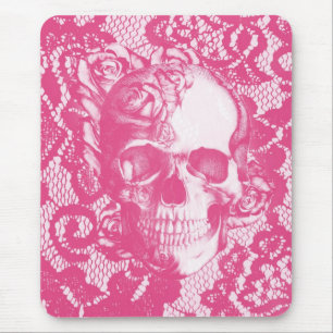 Mousepad Crânio do rosa do rosa de Bubblegum no laço