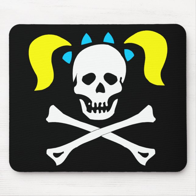 Mousepad Crânio e Crossbones com tranças (Frente)