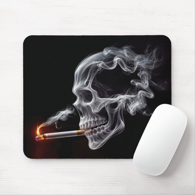 Mousepad Crânio fumante com cigarro (Com mouse)