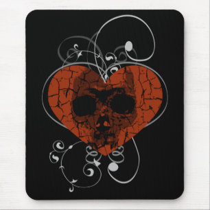 Mousepad Crânio gótico do coração quebrado do Grunge