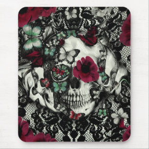 Mousepad Crânio gótico do laço do Victorian com acentos