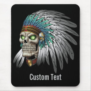 Mousepad Crânio gótico tribal indiano do nativo americano