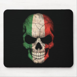 Mousepad Crânio italiano da bandeira no preto