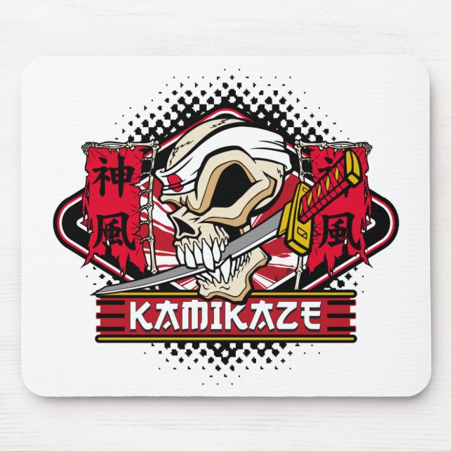 Mousepad Crânio Kamikaze com espada japonesa (Frente)