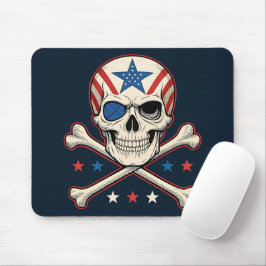 Mousepad Crânio Patriótico e Bandeira Americana Crossbones