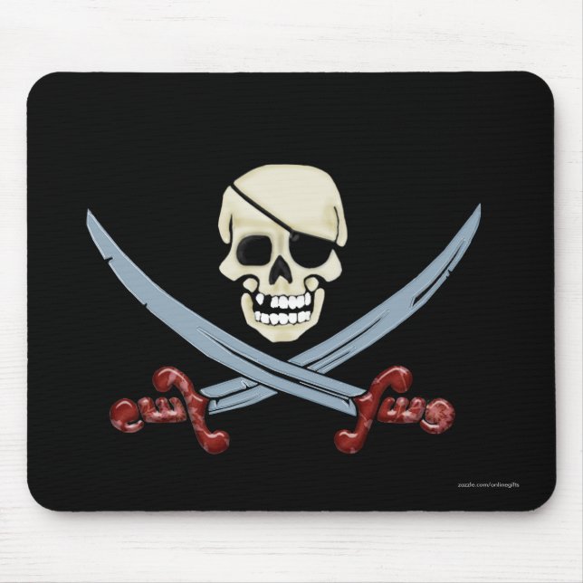 Mousepad Crânio Pirata e Arte Assustadora (Frente)