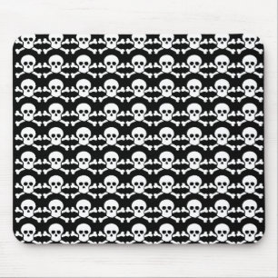 Mousepad crânio pirata preto e branco