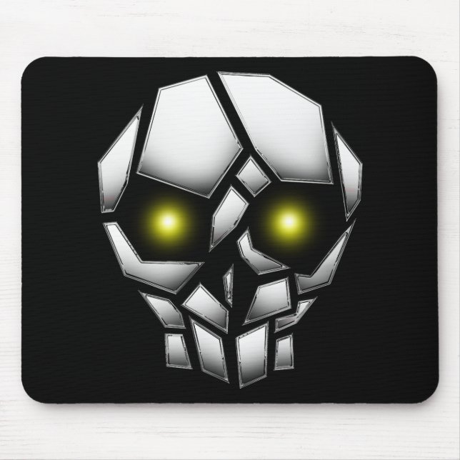 Mousepad Crânio Plantado com Olhos Brilhantes (Frente)