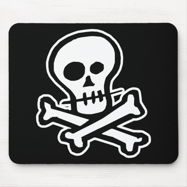 Mousepad Crânio simples & Crossbones de B&W (Frente)