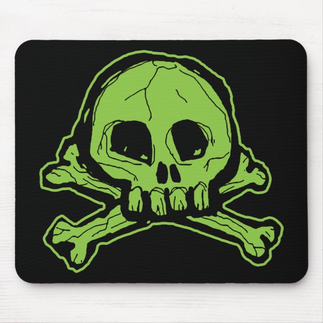 Mousepad Crânio verde de Scribbly (Frente)