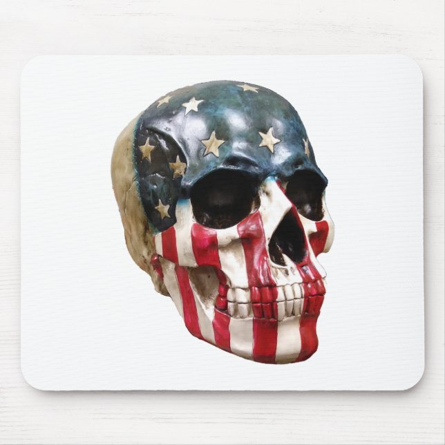 Mousepad Crânio vermelho branco e azul (Frente)