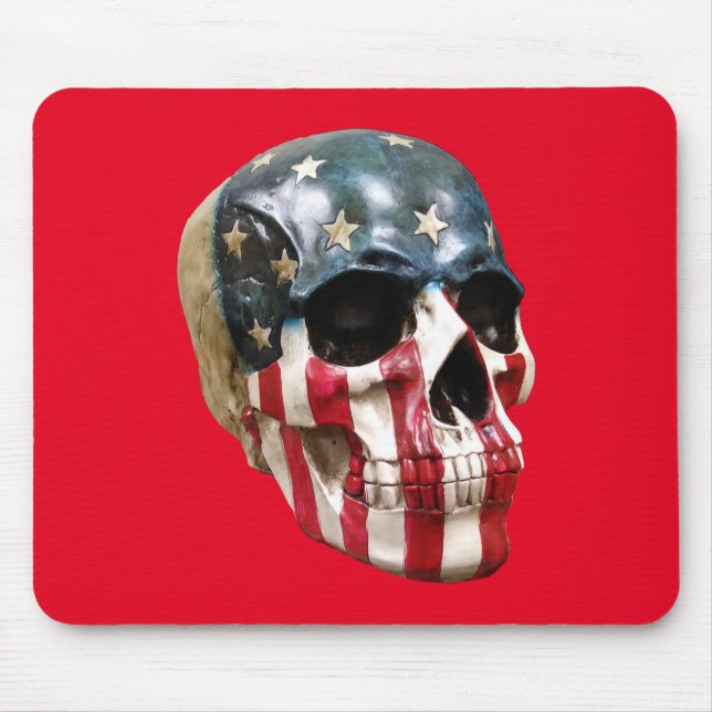 Mousepad Crânio vermelho branco e azul (Frente)