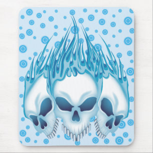 Mousepad Crânios Azuis Flamejantes