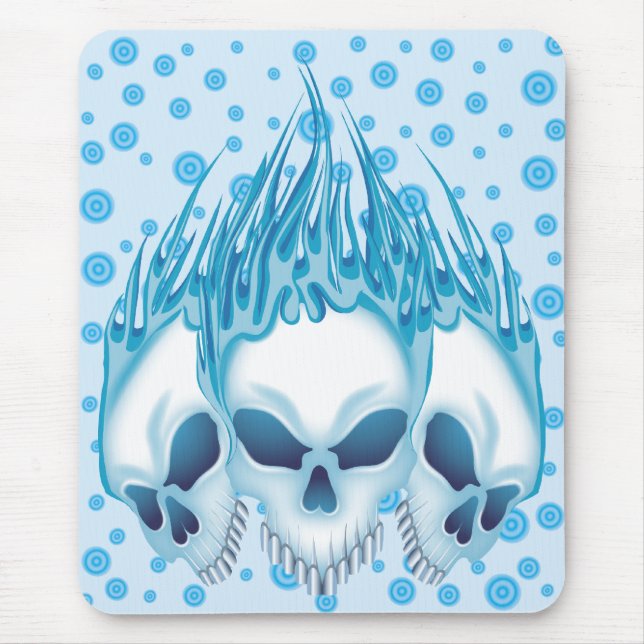 Mousepad Crânios Azuis Flamejantes (Frente)