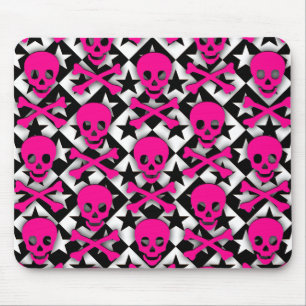 Mousepad Crânios & estrelas cor-de-rosa de Emo