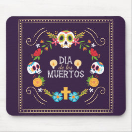 Mousepad Crânios Florais Coloridos Dia de Muertos | Mousepa