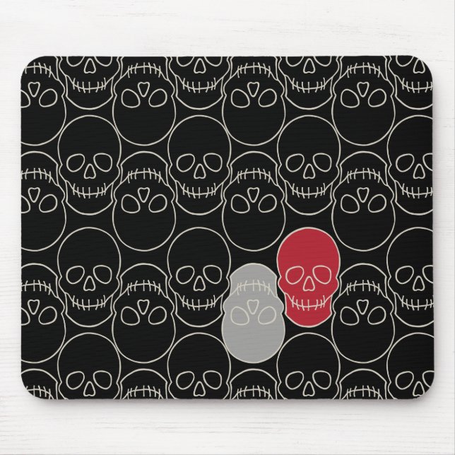 Mousepad Crânios - Preto-Bato e Branco-Osso (Frente)