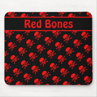 Mousepad Crânios Preto e Vermelho com Texto Personalizado