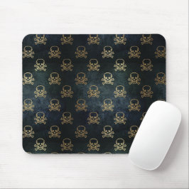 Mousepad Crânios Pretos e Dourados