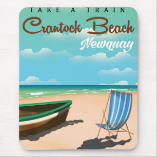 Mousepad Crantock Beach, poster de viagens do estilo de vin