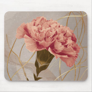 Mousepad Cravo Floral Rosa Bege Dourado