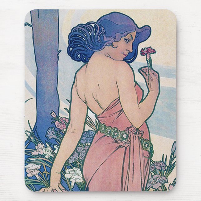 Mousepad Cravo (Quatro Flores), Alphonse Mucha (Frente)