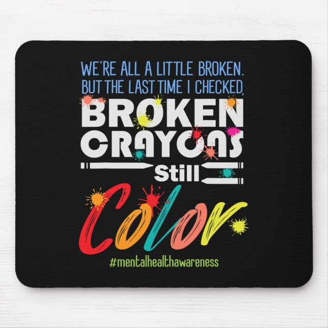 Mousepad Crayons Partidos Ainda Cores Sensibilização Para A (Frente)