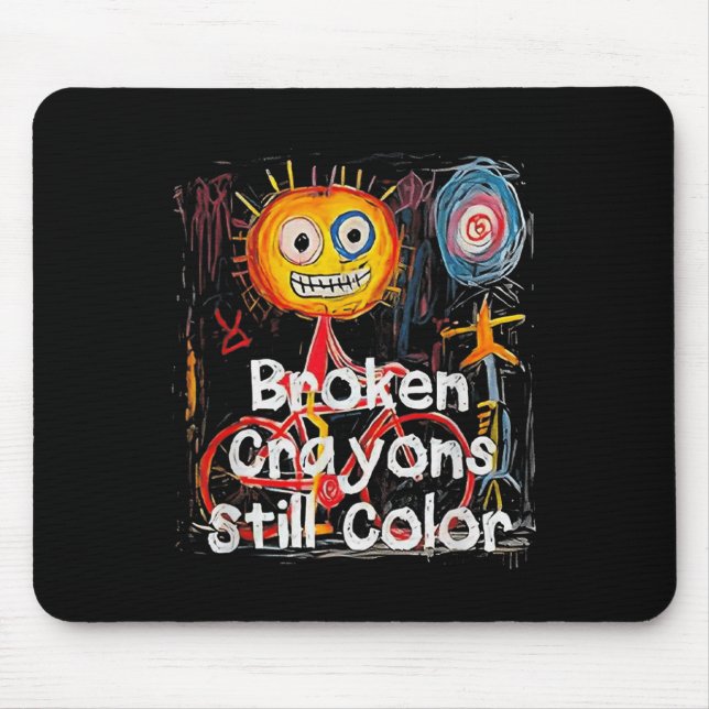Mousepad Crayons Partidos Ainda Cores Sensibilização Para A (Frente)