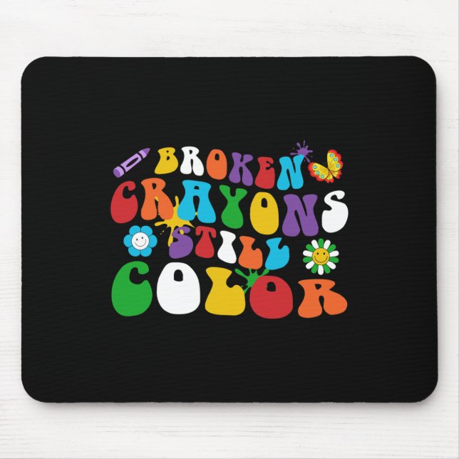 Mousepad Crayons Quebrados Ainda Coloridos Hippie Dai (Frente)