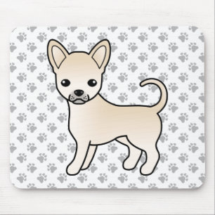 Mousepad Cream Casaco Chihuahua Cartoon Cão e patas