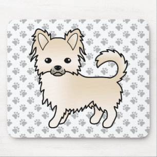 Mousepad Cream Casaco Chihuahua Cartoon Cão e patas