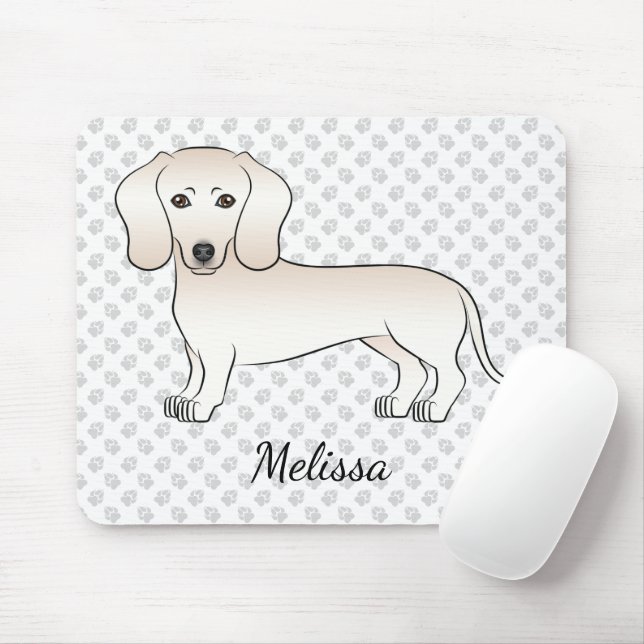 Mousepad Cream Casaco Dachshund Cartoon Dachshund Cão Com N (Com mouse)