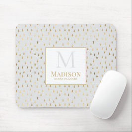 Mousepad Cream Dourado Raindrop Modern Trendy Monograma