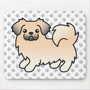 Mousepad Cream Sable Tibetan Spaniel Cartoon Dog & Paws