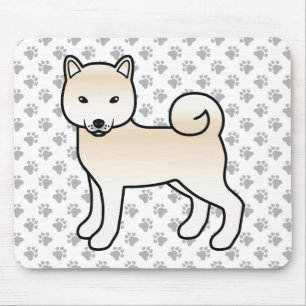 Mousepad Cream Shiba Inu Cartoon Dog & Paws