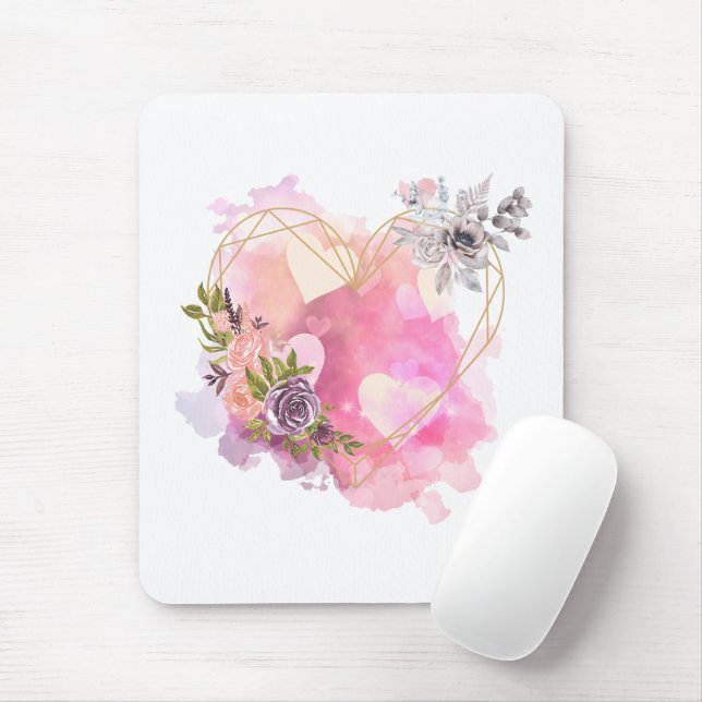 Mousepad Creative Heart striped with Water Color Splash (Com mouse)