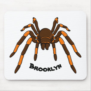 Mousepad Creepy brown and orange tarantula spider cartoon