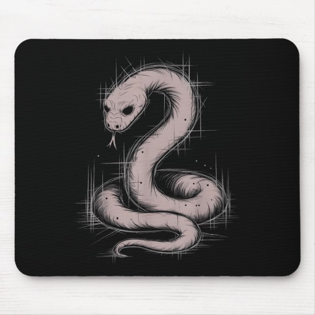 Mousepad Creepy Cute Goth Python Horror Snake Sketch Alt Ng (Frente)