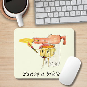 Mousepad Creme Brûlée Citação Divertida Arte de Sobremesa E