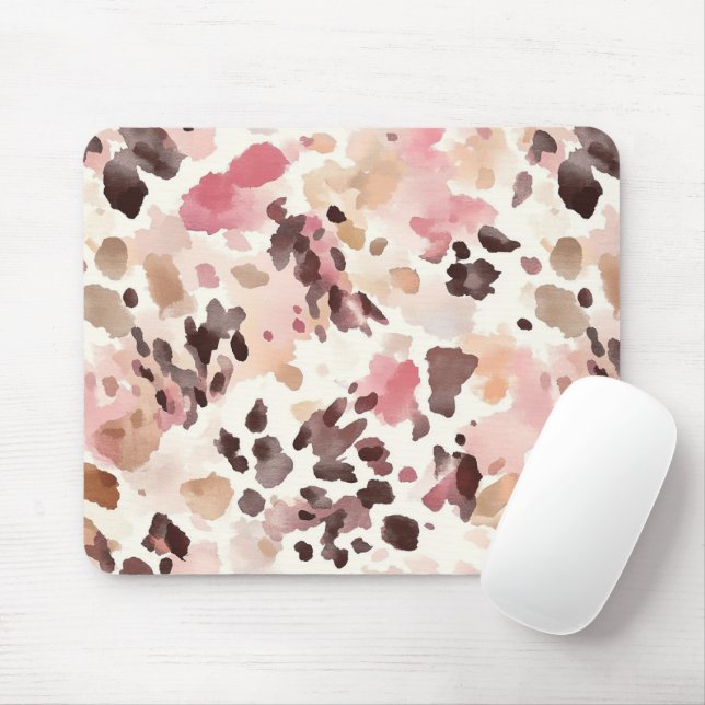 Mousepad Creme cor-de-rosa Leopardo castanho (Com mouse)