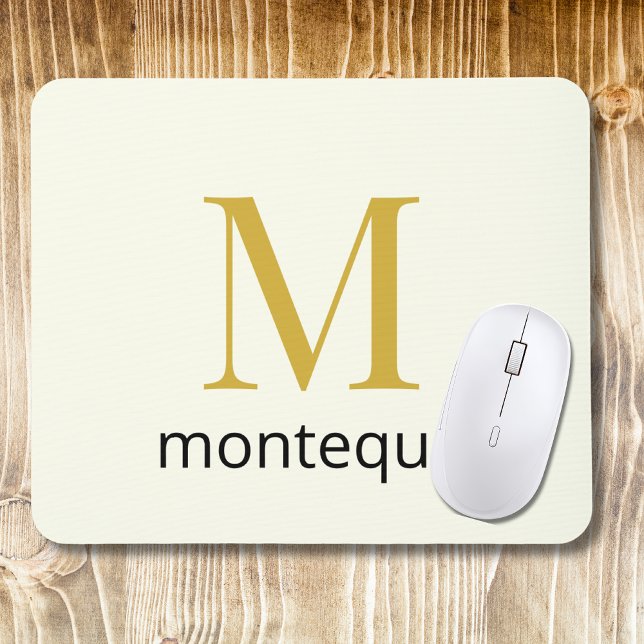 Mousepad Creme Dourado Monograma Nome Personalizado Present (Criador carregado)