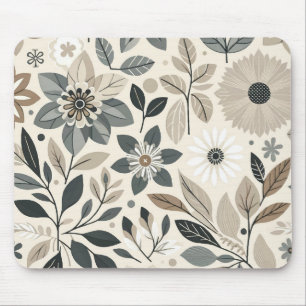 Mousepad Creme e Verde Salvia Padrão Floral Moderno Ousado