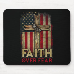 Mousepad Crença Sobre o Medo Cristãos Cruzam a Bandeira Ame
