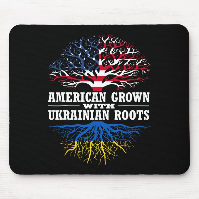 Mousepad Crescido Americano Com Raízes Ucranianas Árvore EU (Frente)