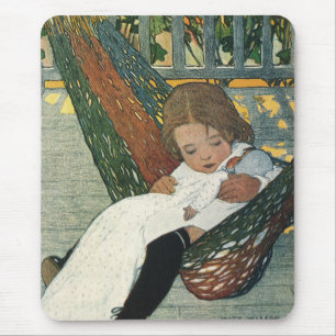 Mousepad Criança Antiga com uma Boneca por Jessie Willcox S