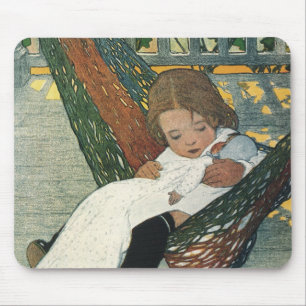 Mousepad Criança Antiga com uma Boneca por Jessie Willcox S
