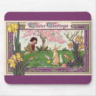 Mousepad Criança Antiga em uma Caça aos Ovos de Páscoa com