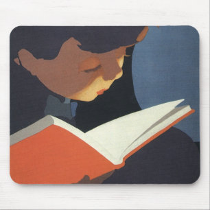 Mousepad Criança Antiga Lendo um Livro da Biblioteca