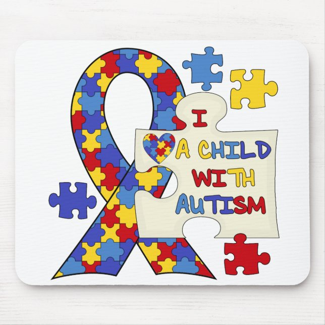 Mousepad Criança com a fita da consciência do autismo (Frente)