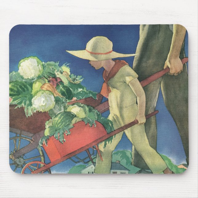 Mousepad Criança Vintage, Jardinagem Orgânica; Jardim da Vi (Frente)
